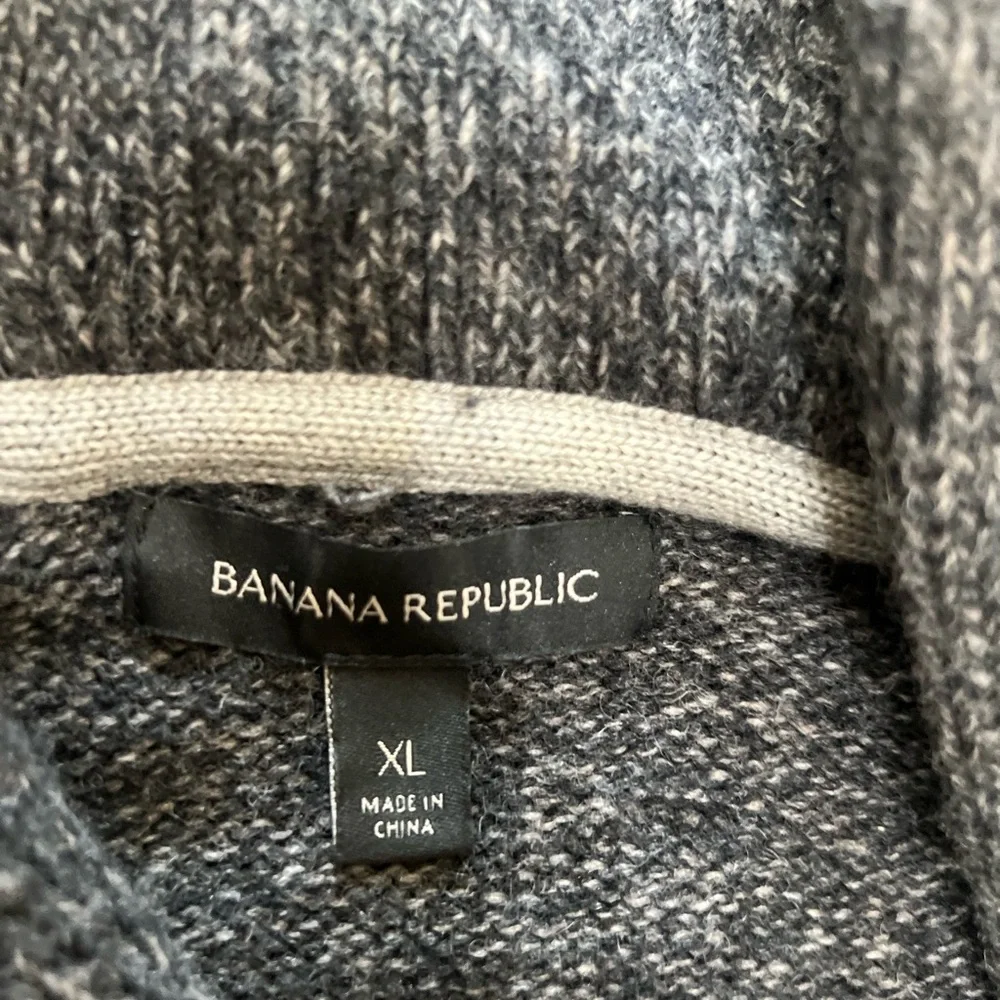 Banana Republic Men Size XL gray shawl‎ Neck Lambs Wool Casual work preppy smart
